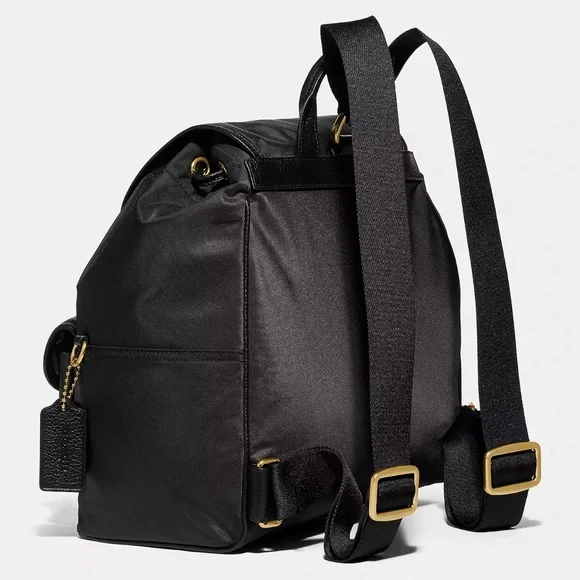 COACH Cargo Backpack Vintage Rose Print Interior Nylon & Leather Black AUTHENTIC - Picture 2 of 16